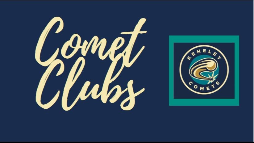 Navy background with Keheley Comets logo and Comet Clubs